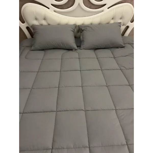 Çift Kişilik Doğal Yün Yorgan ve Yastık Takımı - Boyalı Gri