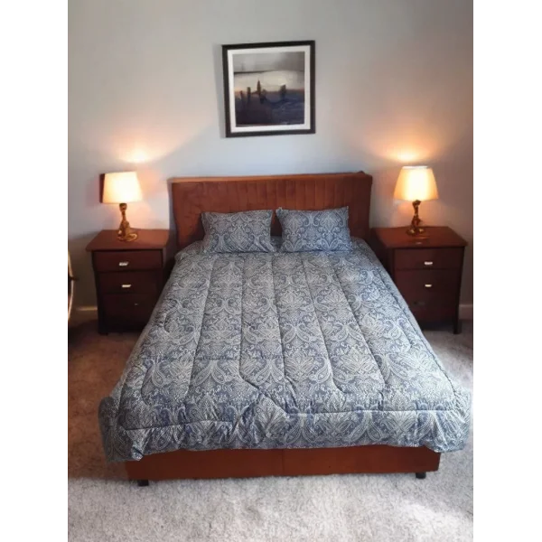 Çift Kişilik Doğal Yün Yorgan ve Yastık Takımı - İndigo