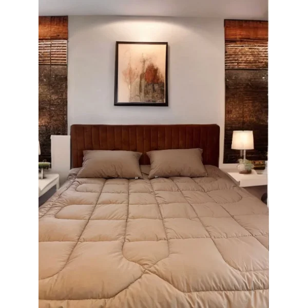 Çift Kişilik Doğal Yün Yorgan ve Yastık Takımı - Kahverengi