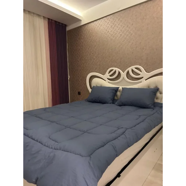 Çift Kişilik Doğal Yün Yorgan ve Yastık Takımı - Lacivert