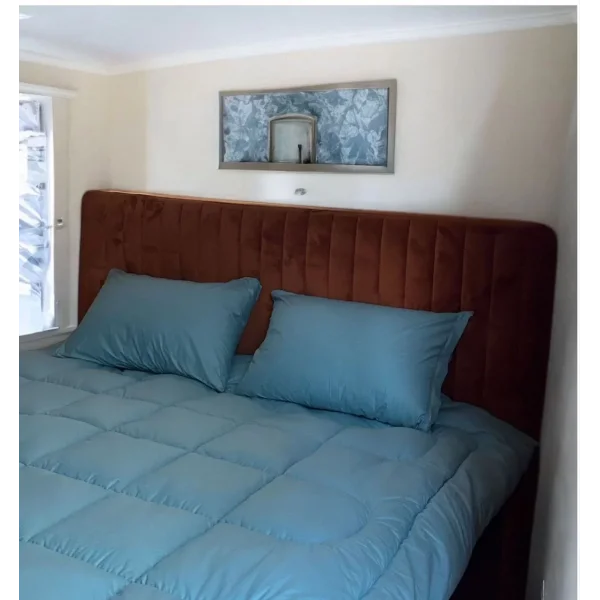 Çift Kişilik Doğal Yün Yorgan ve Yastık Takımı - Mavi