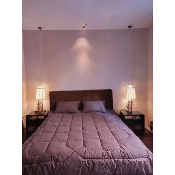 Çift Kişilik Doğal Yün Yorgan ve Yastık Takımı - Mor