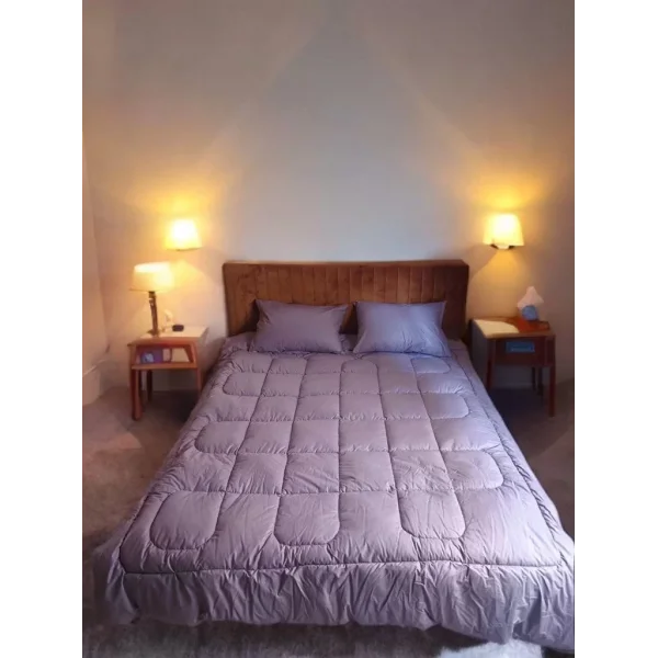 Çift Kişilik Doğal Yün Yorgan ve Yastık Takımı - Mor