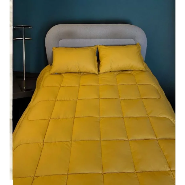 Çift Kişilik Doğal Yün Yorgan ve Yastık Takımı - Sarı