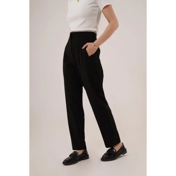 Çift Pens Detaylı iyah Pantolon