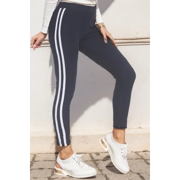 Çift Şeritli Tayt Lacivertbeyaz