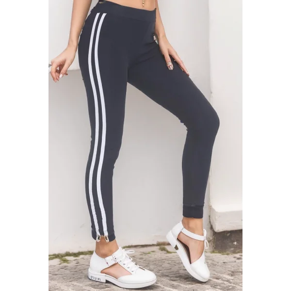 Çift Şeritli Tayt Lacivertbeyaz