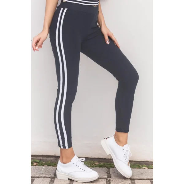 Çift Şeritli Tayt Lacivertbeyaz