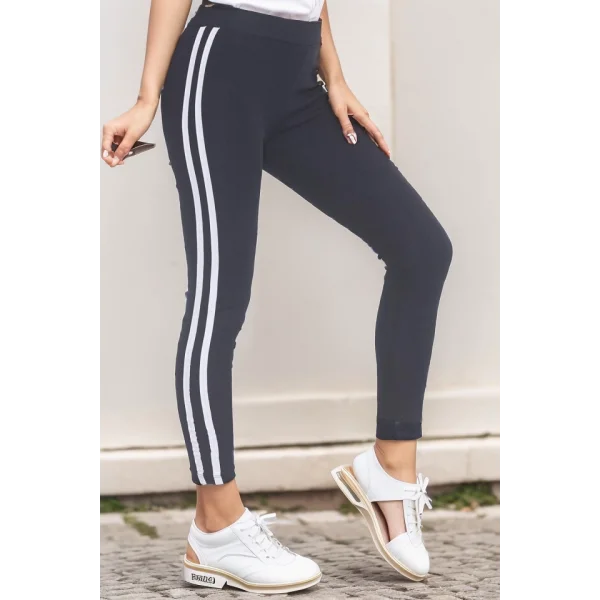 Çift Şeritli Tayt Lacivertbeyaz