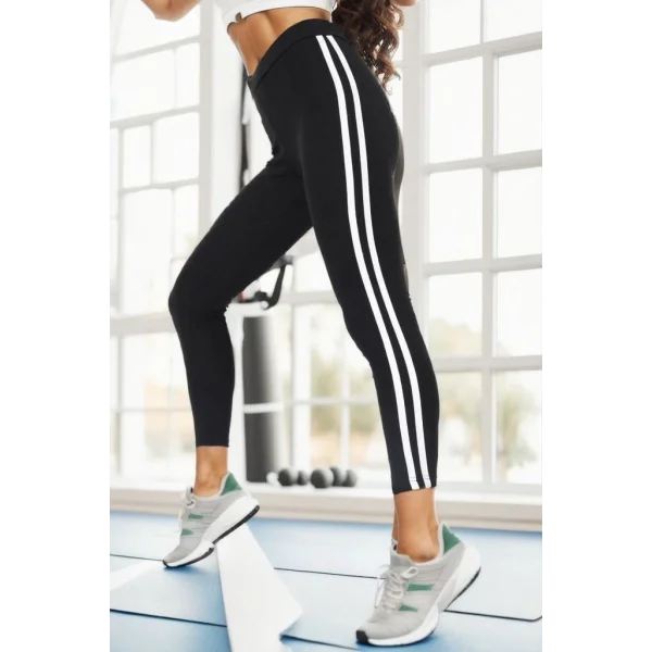 Çift Şeritli Tayt Siyahbeyaz