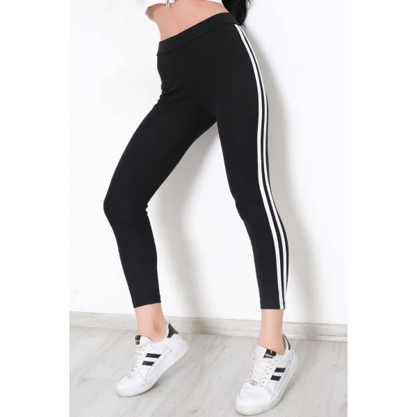 Çift Şeritli Tayt Siyahbeyaz