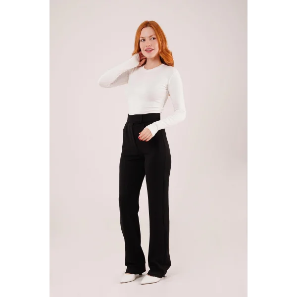 Cırt Kapama Detaylı iyah Pantolon