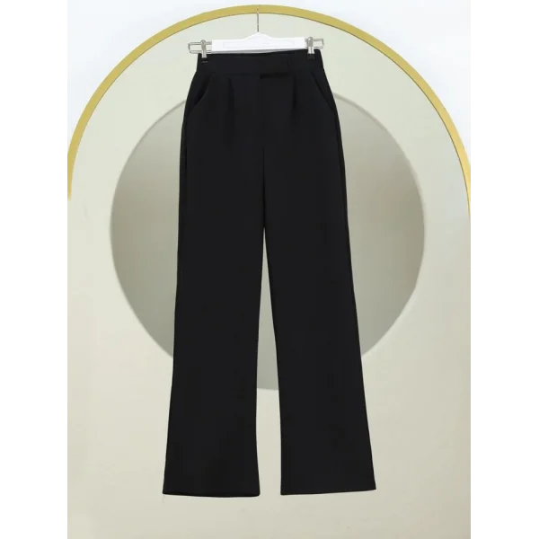 Cırtlı Fermuarlı Palazzo Pantolon -Siyah