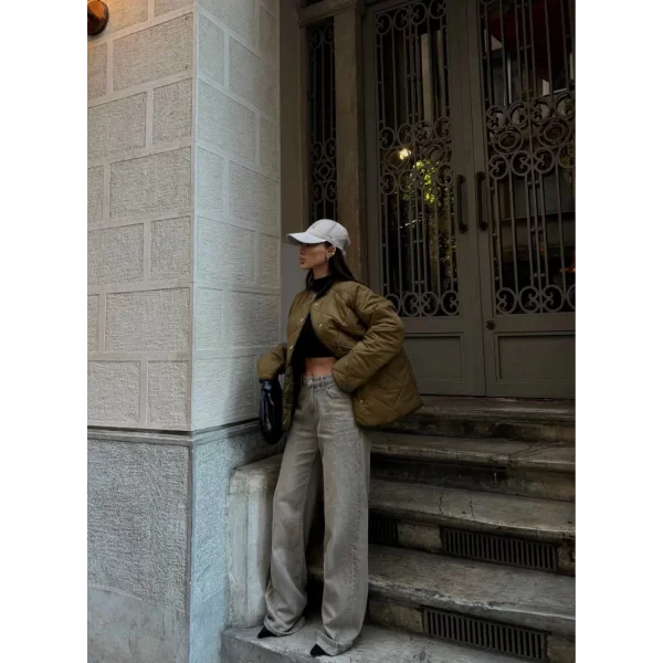 Cıt Cıt Detaylı Çepli Ceket Mont- Kahve