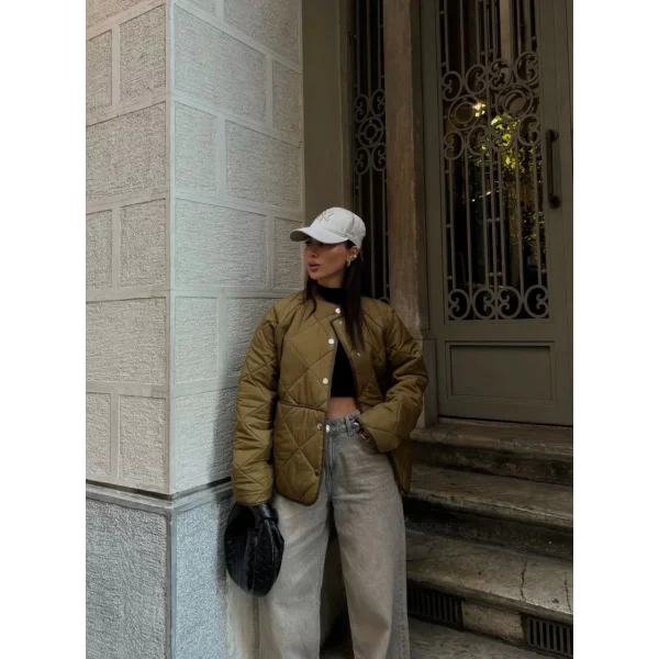 Cıt Cıt Detaylı Çepli Ceket Mont- Kahve