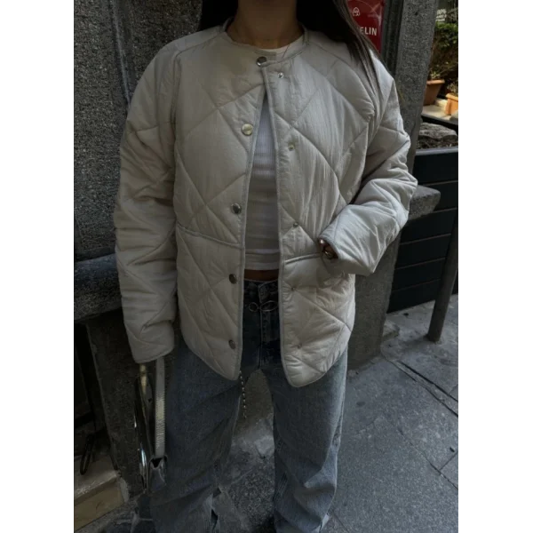 Cıt Cıt Detaylı Çepli Ceket ont Beyaz