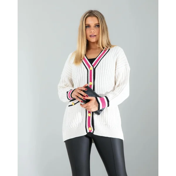 Çizgi Detay Triko Hırka