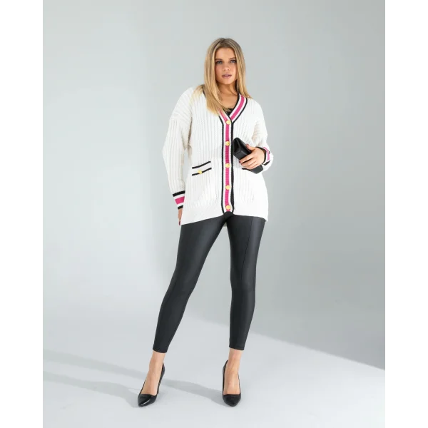 Çizgi Detay Triko Hırka