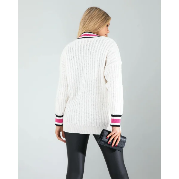 Çizgi Detay Triko Hırka