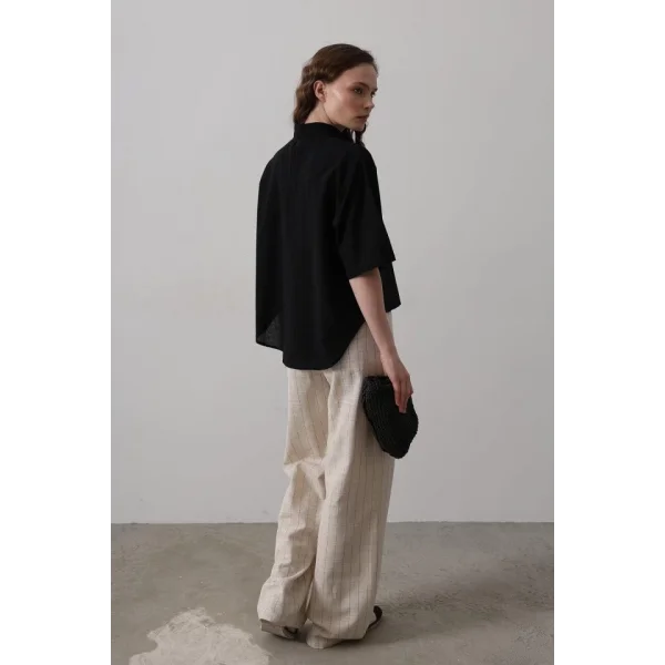 Çizgi Detaylı Pantolon - Natür