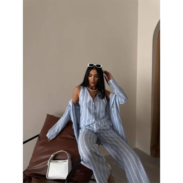 ÇİZGİİ CEKET KETEN  avi