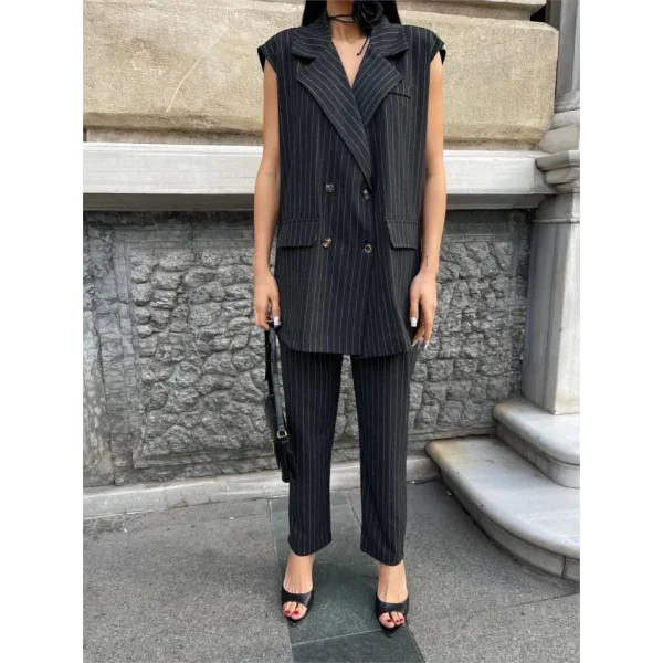 ÇİZGİİ UZUN YEEK  PANTOON TAKI POVİCON  Antrasit