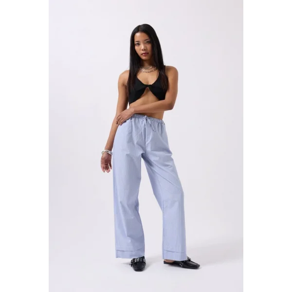 Çizgili Bel Lastikli Pantolon