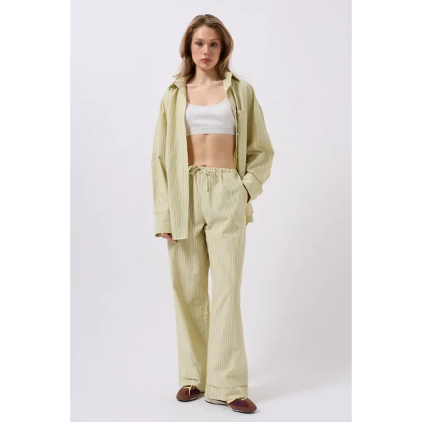 Çizgili Bel Lastikli Pantolon
