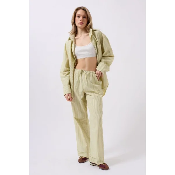 Çizgili Bel Lastikli Pantolon