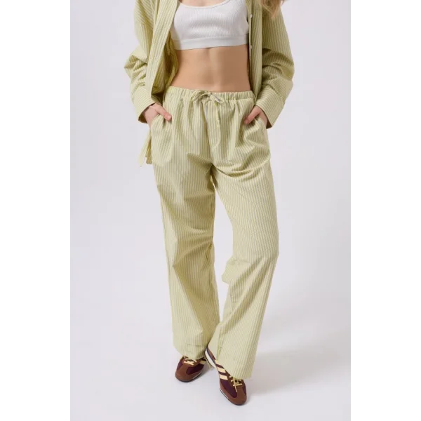 Çizgili Bel Lastikli Pantolon