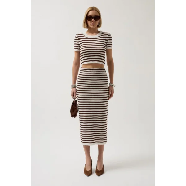 Çizgili Bisiklet Yaka Crop