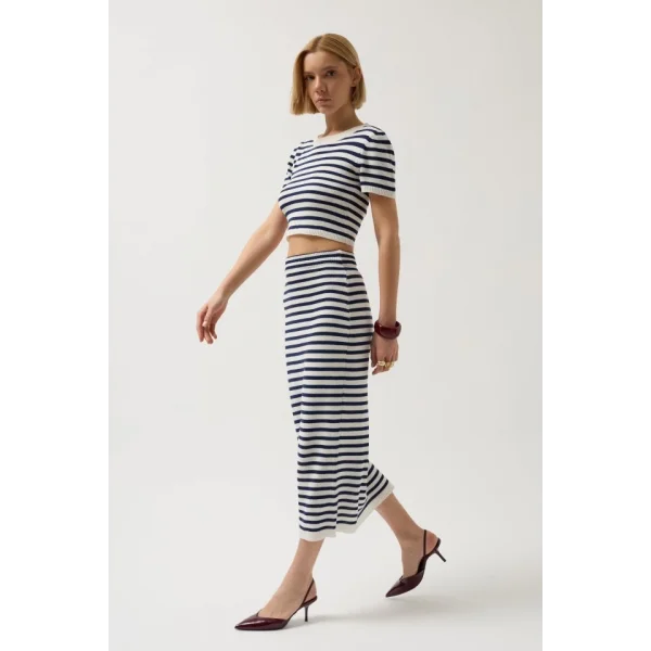 Çizgili Bisiklet Yaka Crop