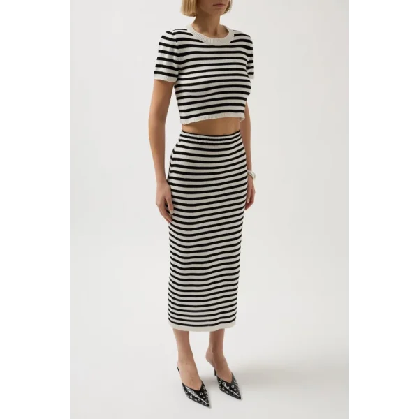 Çizgili Bisiklet Yaka Crop