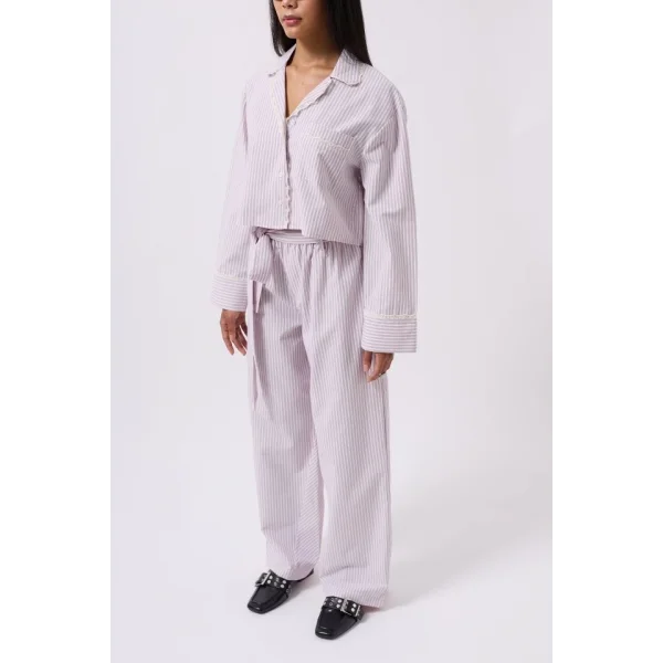 Çizgili Cep Detay Crop Gömlek