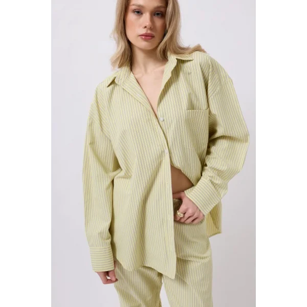 Çizgili Cep Detay Gömlek