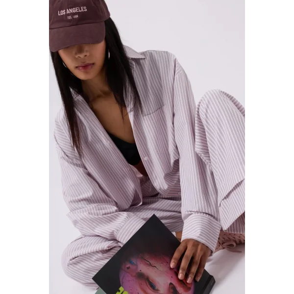 Çizgili Cep Detay Gömlek