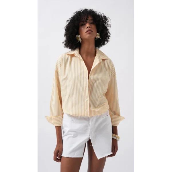 Çizgili Detay Oversize Gömlek