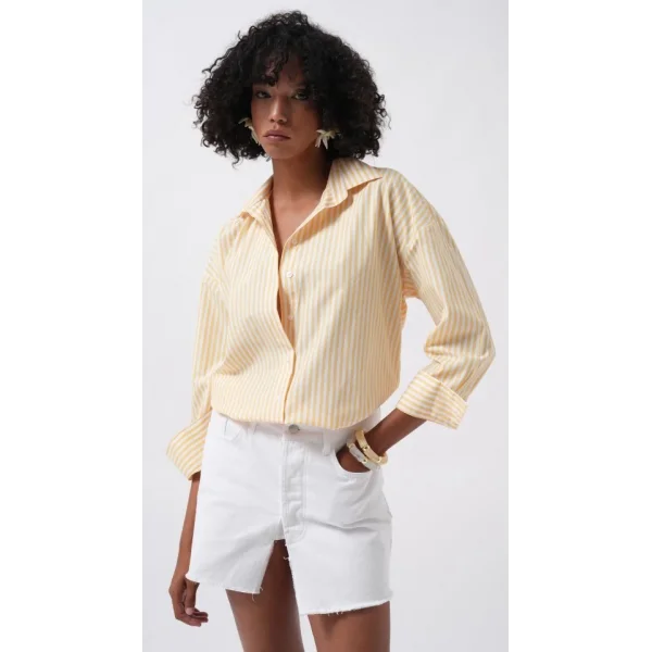 Çizgili Detay Oversize Gömlek