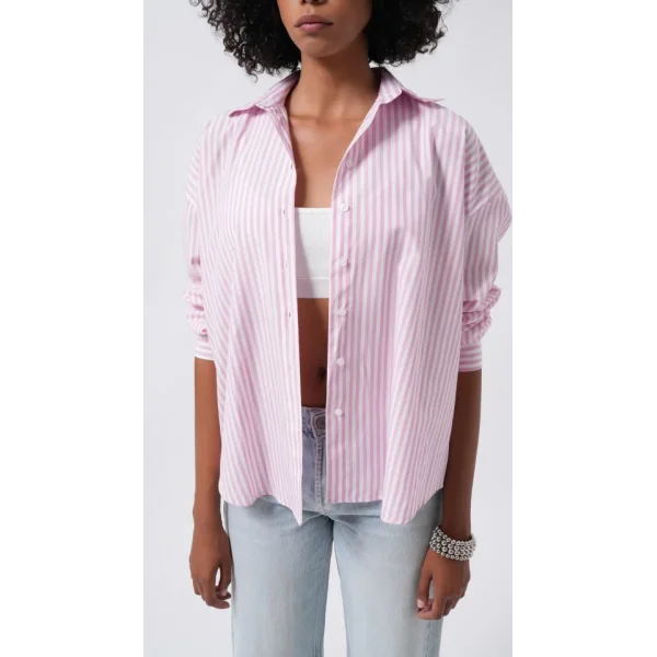 Çizgili Detay Oversize Gömlek