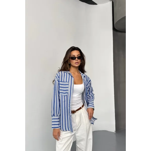 ÇİZGİLİ GÖMLEK - Lacivert