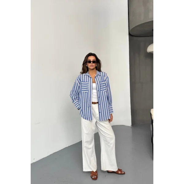 ÇİZGİLİ GÖMLEK - Lacivert