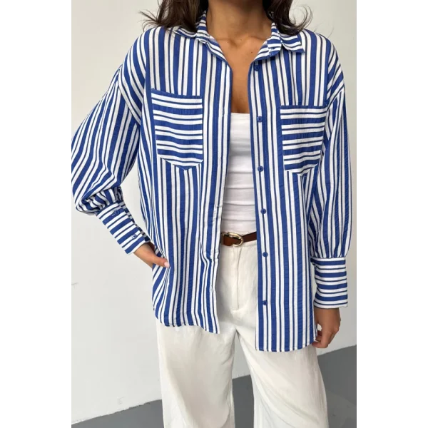 ÇİZGİLİ GÖMLEK - Lacivert