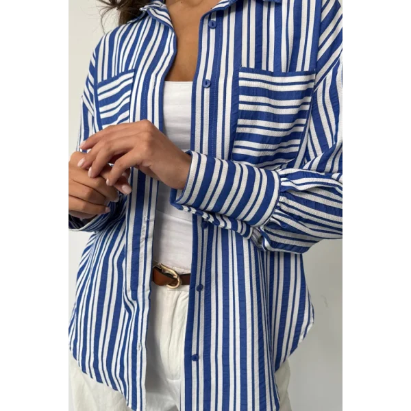ÇİZGİLİ GÖMLEK - Lacivert