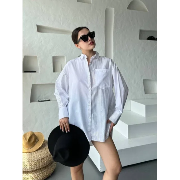 Çizgili Oversize Gömlek