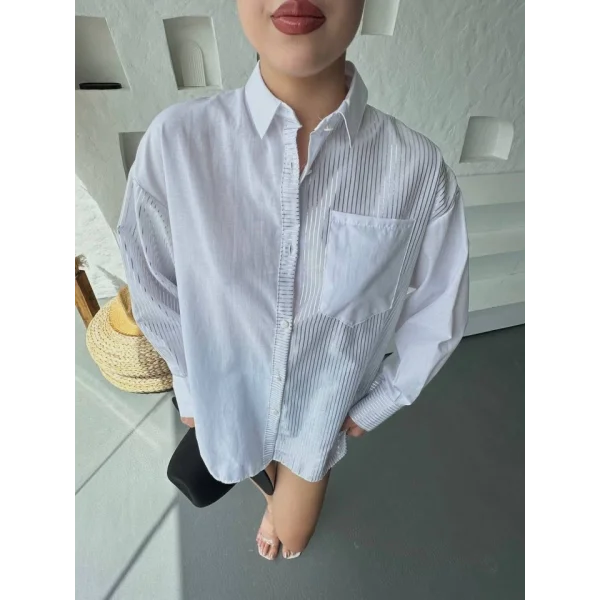 Çizgili Oversize Gömlek