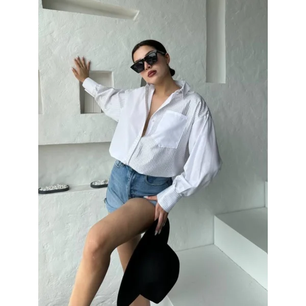 Çizgili Oversize Gömlek