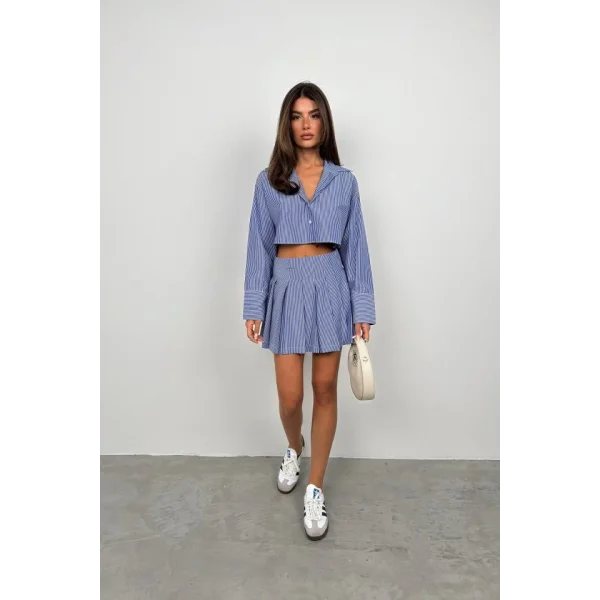 Çizgili Pileli ini Etek