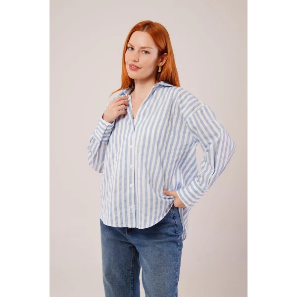 Çizgili Rahat Kesim avi Gömlek