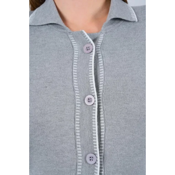 Çoban Dikişli Pantolon Takım  GriEkru