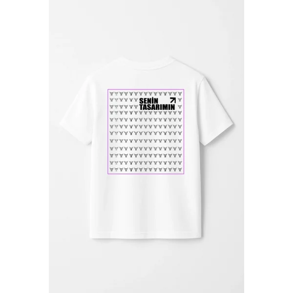 Çocuk Arka Sizin Tasarımınız Basic Tshirt - Beyaz